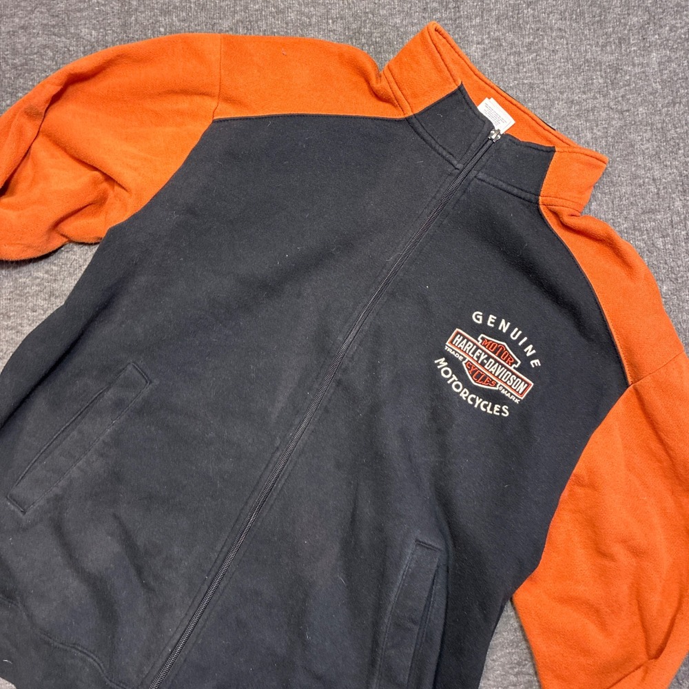Harley-Davidson Full Zip Sweatshirt Mens L‎ Black Orange Lynchburg VA Graphic